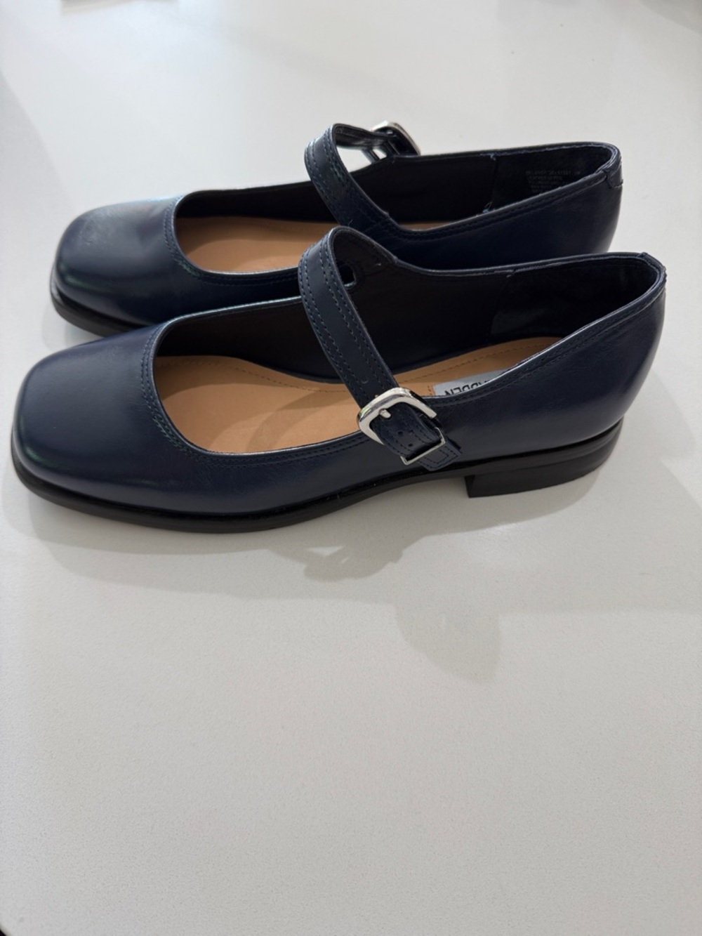 Steve Madden Delancy Navy Leather Mary Jane Flats - Square Toe | Size 9 - Picture 5 of 7
